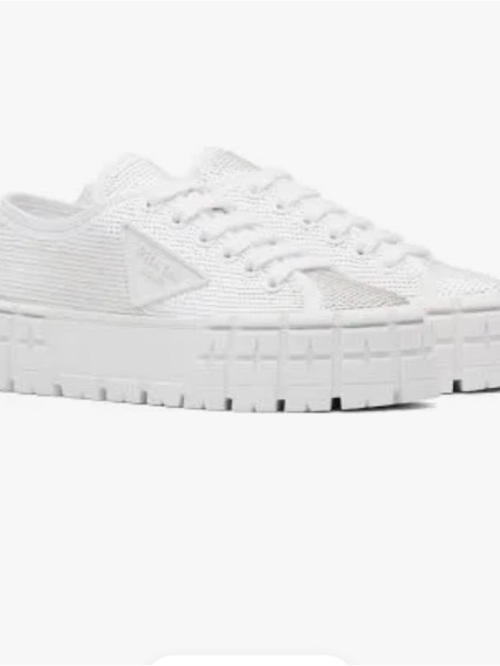 Prada Double Wheel Sneakers (Sequin, White)